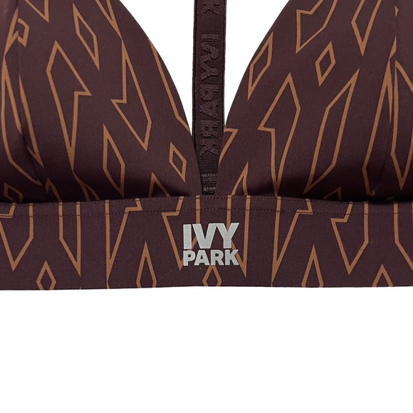 Adidas x Ivy Park Low-Support Triangle Bra Wild Brown/Night Red Size S - Picture 3 of 5